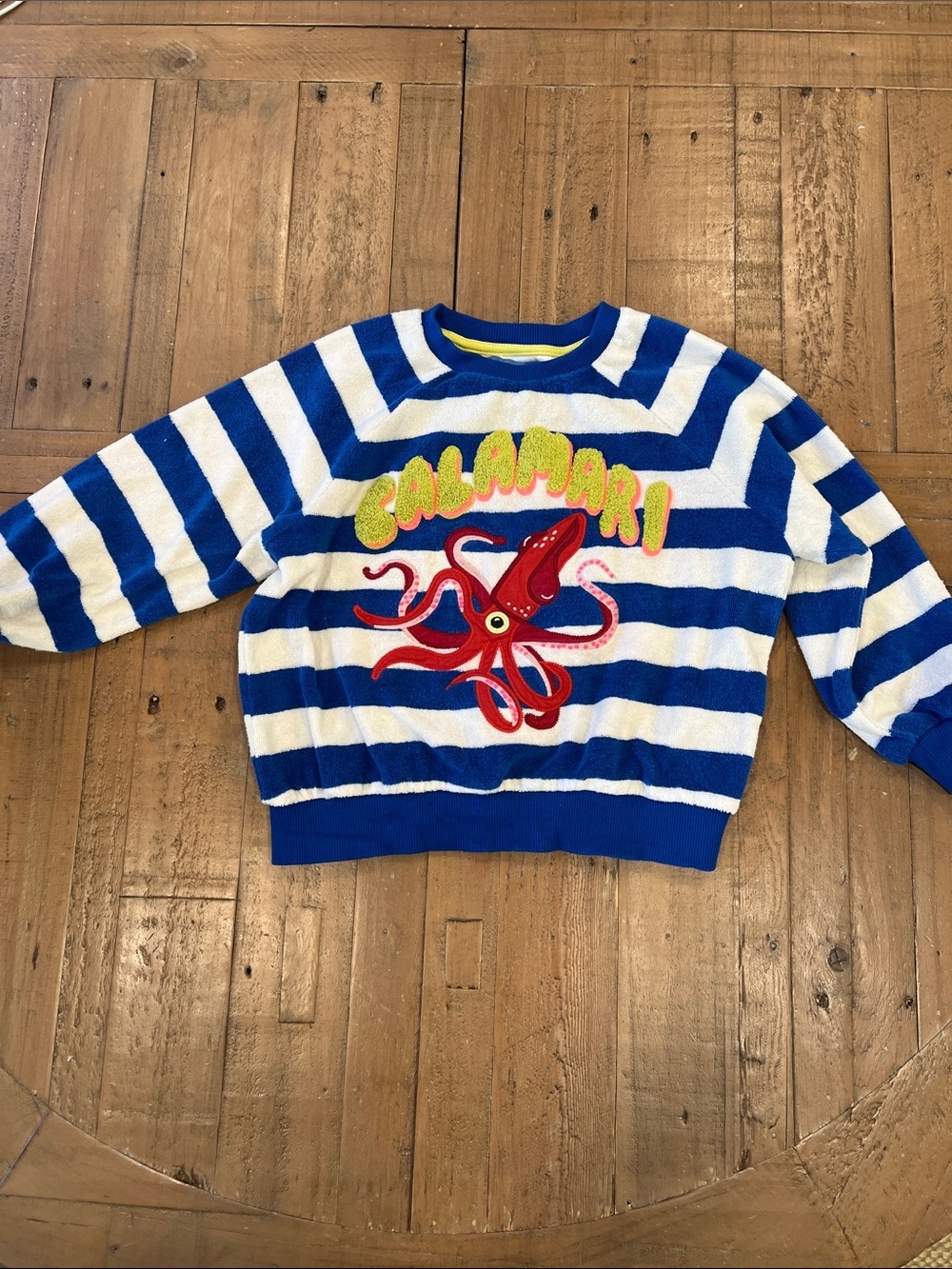 Mini Boden terry cloth calamari squid appliqué sweatshirt 5-6 years crewneck